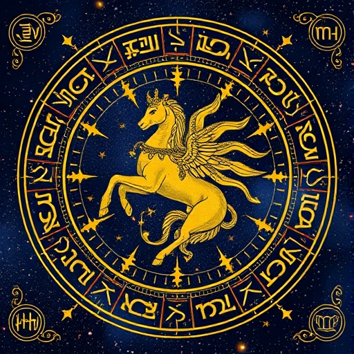 "A colorful illustration of all 12 zodiac signs with their symbols arranged in a circle."